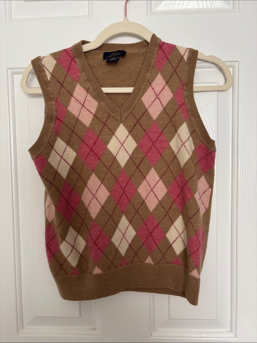 Vintage Brooks Brother Argyle V-Neck Sweater Vest 100% Merino Wool Medium